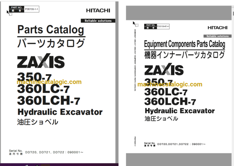 Hitachi ZX350-7, ZX360LC-7, ZX360LCH-7 Hydraulic Excavator Full Parts Catalog