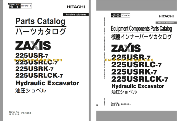 Hitachi ZX225USR-7 Hydraulic Excavator Full Parts Catalog