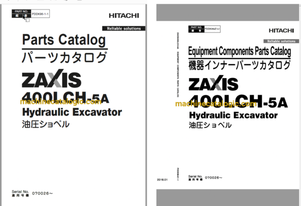 Hitachi ZX400LCH-5A Hydraulic Excavator Full Parts Catalog