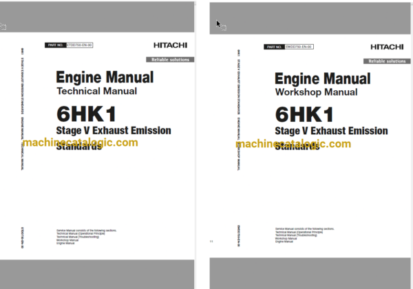 Hitachi 6HK1 Stage V Exhaust Emission Standards Technical and Workshop Engine Manual