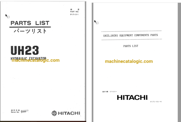 Hitachi UH23 Hydraulic Excavator Full Parts Catalog