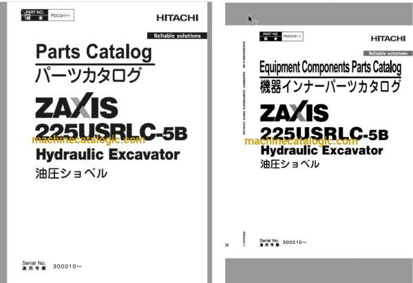 Hitachi ZX225USRLC-5B Hydraulic Excavator Full Parts Catalog