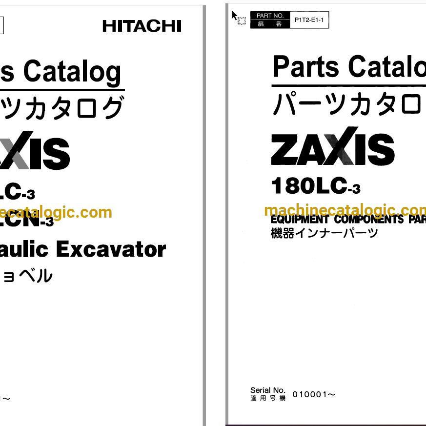 Hitachi ZX180LC-3 Hydraulic Excavator Full Parts Catalog