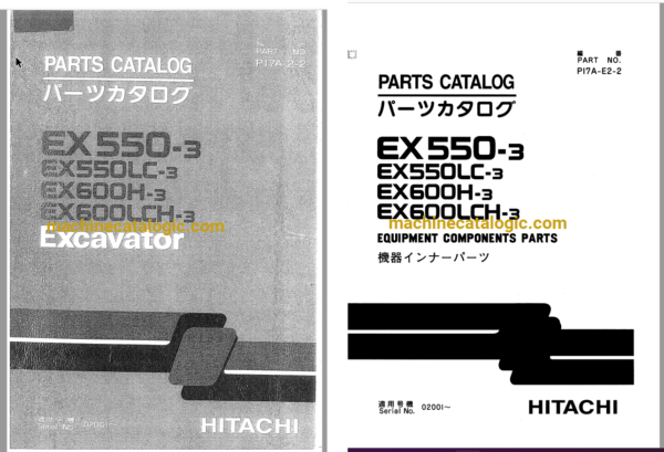 Hitachi EX550-3,EX550LC-3,EX600H-3,EX600LCH-3 Excavator Full Parts Catalog