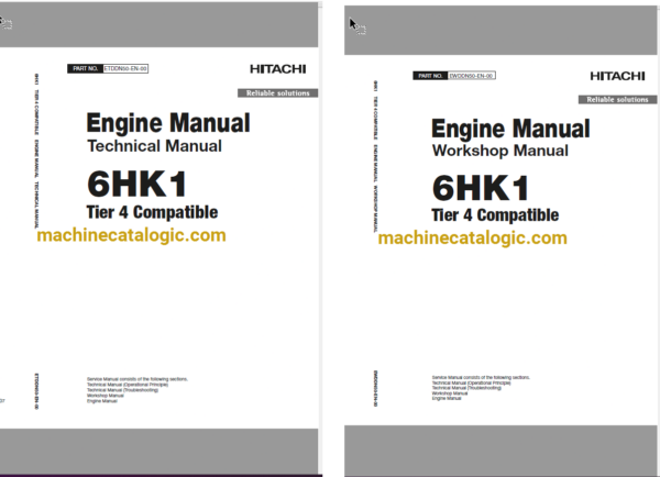 Hitachi 6HK1 Tier 4 Compatible Technical and Workshop Engine Manual