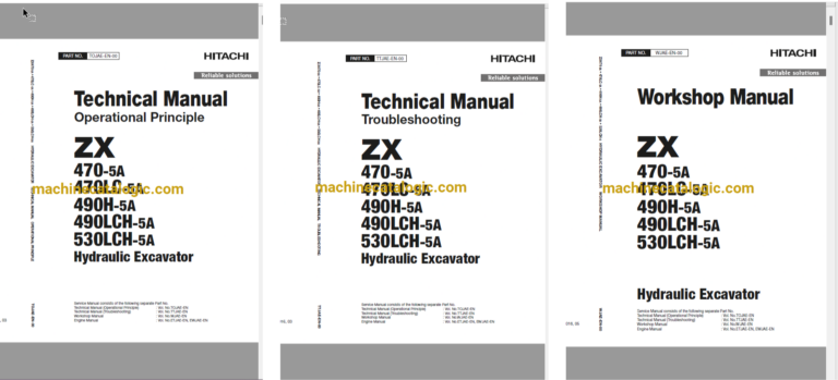 Hitachi ZX470-5A, ZX470LC-5A, ZX490H-5A, ZX490LCH-5A, ZX530LCH-5A