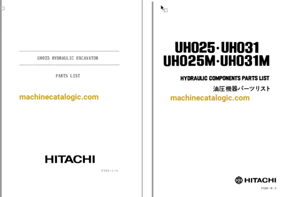 Hitachi UH025,UH025M,UH031,UH031M Hydraulic Excavator Full Parts Catalog