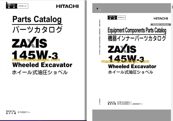 Hitachi ZX145W-3 Wheeled Excavator Full Parts Catalog