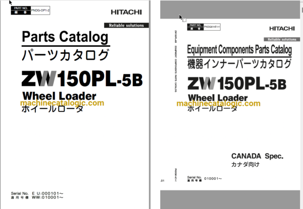 Hitachi ZW150PL-5B Wheel Loader Full Parts Catalog