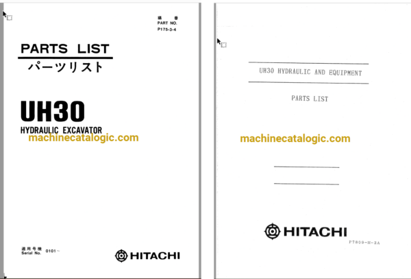 Hitachi UH30 Hydraulic Excavator Full Parts Catalog