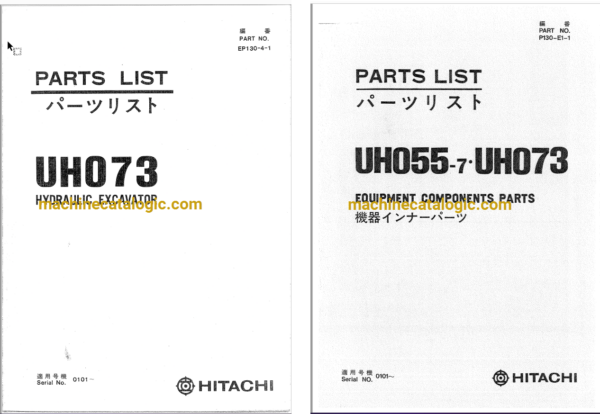 Hitachi UH055-7,UH073 Hydraulic Excavator Full Parts Catalog