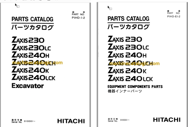 Hitachi ZX230,ZX230LC,ZX240H,ZX240LCH,ZX240K,ZX240LCK Excavator Full Parts Catalog