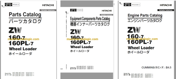 Hitachi ZW160-7,ZW160PL-7 Wheel Loader Full Parts and Engine Parts Catalog