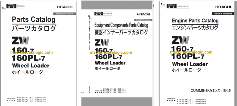 Hitachi ZW160-7,ZW160PL-7 Wheel Loader Full Parts and Engine Parts Catalog