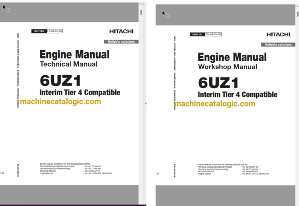 Hitachi 6UZ1 Tier 4 Compatible Technical and Workshop Engine Manual