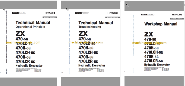 Hitachi ZX470-5G,ZX470LC-5G,ZX470H-5G,ZX470LCH-5G,ZX470R-5G,ZX470LCR-5G Hydraulic Excavator Workshop Manual