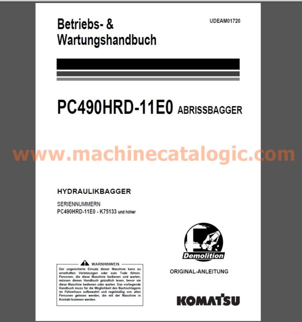 Komatsu PC490HRD-11E0 ABRISSBAGGER Betriebs- & Wartungsanleitung Deutsch