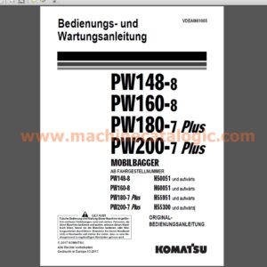 Komatsu PW148-8, PW160-8, PW180-7 Plus, PW200-7 Plus MOBILEBAGGER Bedienungs- und Wartungsanleitung Deutsch