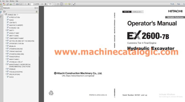 Hitachi Operator's Manual 07.2024