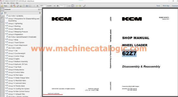 Kawasaki Construction Machinery Parts Catalog PDF Model Index