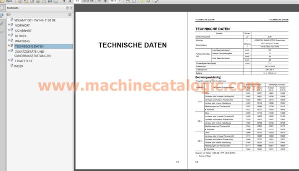 PW148-11E0 MOBILBAGGER Bedienungs- und Wartungsanleitung INDEX