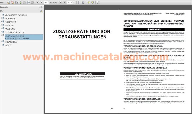 PW158-11 MOBILBAGGER Bedienungs- und Wartungsanleitung INDEX