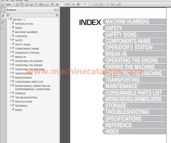 Hitachi Zaxis; ZX60USB-3F Hydraulic Excavator Operator's Manual Index