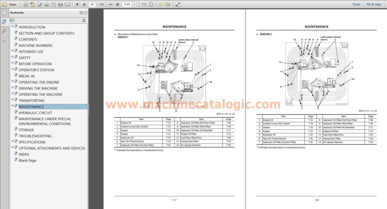 Hitachi ZX95US-7, ZX95USB-7 Hydraulic Excavator Operator's Manual