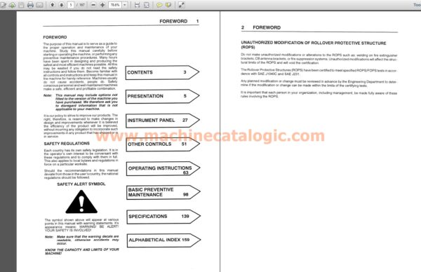 Euclid R60, R65 Operators Instruction Manual Index