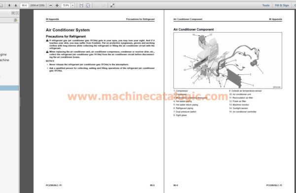 Komatsu PC238USLC-11 Hydraulic Excavator Shop Manual Index