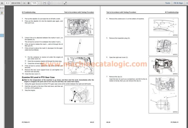 Komatsu PC78US-11 Hydraulic Excavator Shop Manual Index