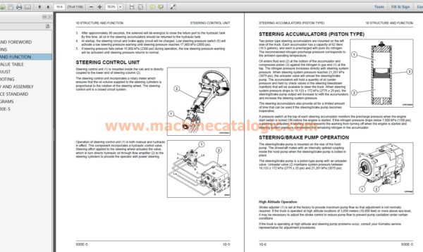 Komatsu PC78US-11 Hydraulic Excavator Shop Manual Index