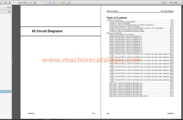 Komatsu HD1500-8 Hydraulic Excavator Shop Manual Index