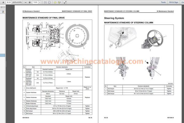 Komatsu HD1500-8 Hydraulic Excavator Shop Manual Index