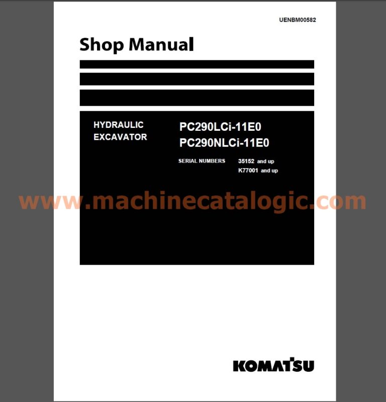 Komatsu PC290LCi-11E0, PC290NLCi-11E0 Hydraulic Excavator Shop Manual (UENBM00582)