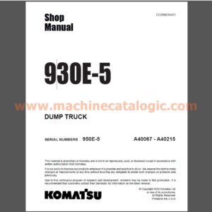 Komatsu 930E-5 DUMP TRUCK Shop Manual (CEBM039401)