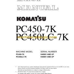 Komatsu PC450-7K PC450LC-7K Hydraulic Excavator Shop Manual (UEBM002300)