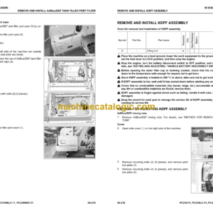 Komatsu PC210-11 PC210LC-11 PC210NLC-11 PC230NHD-11 Hydraulic Excavator Shop Manual (UENBM00365)