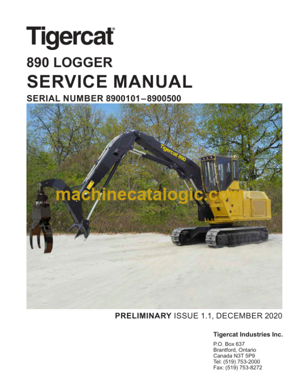 Tigercat 890 Logger Service Manual (8900101 - 8900500) (54278AENG)