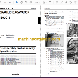 Komatsu PC160LC-8 Hydraulic Excavator Shop Manual (SEN04566-00TH)