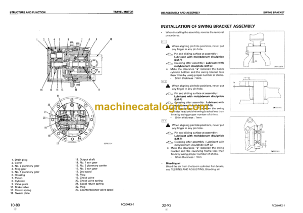 Komatsu PC20MRX-1 Hydraulic Excavator Shop Manual (SEBM016601)