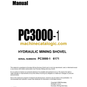 Komatsu PC3000-1 Hydraulic Mining Shovel Shop Manual (SMPC30006171)