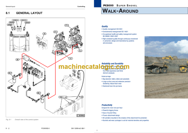 Komatsu PC8000E-6 Hydraulic Mining Shovel Shop Manual (12089-xE-GB-2)