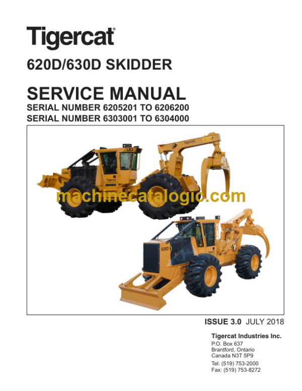 Tigercat 620D Skidder Service Manual (6205201 - 6206200) (35006A)