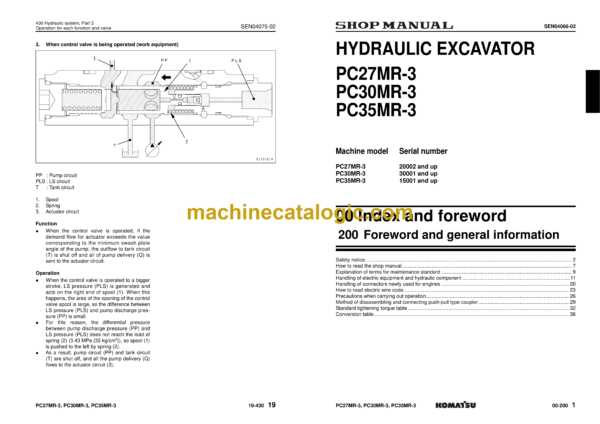 Komatsu PC27MR-3 PC30MR-3 PC35MR-3 Hydraulic Excavator Shop Manual (SEN04063-08)