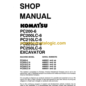 Komatsu PC200-6 PC200LC-6 PC210LC-6 PC220LC-6 PC250LC-6 Hydraulic Excavator Shop Manual (CEBMX20601)