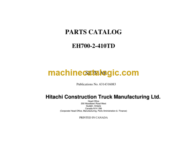 Hitachi EH700-2 Sidmar Parts Catalog