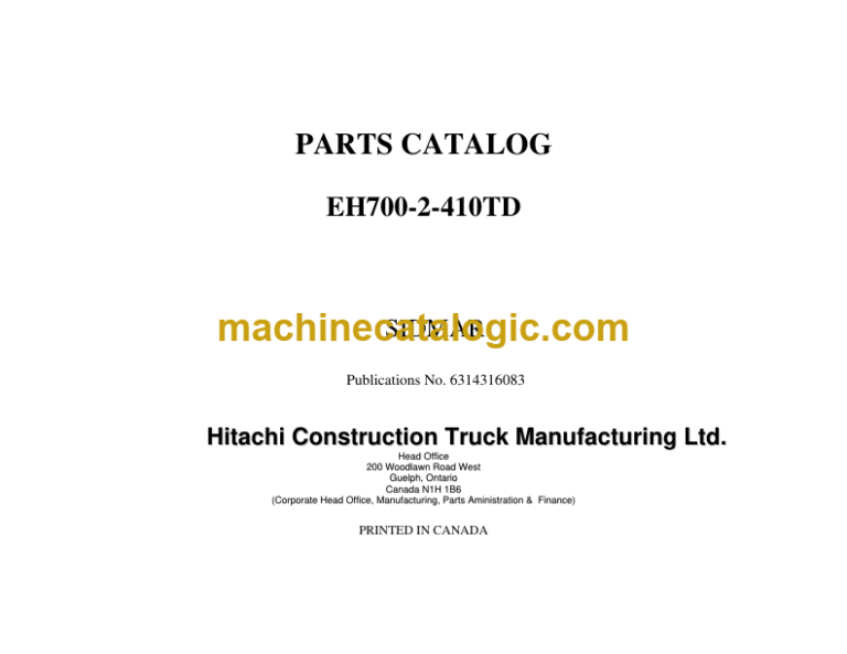 Hitachi EH700-2 Sidmar Parts Catalog