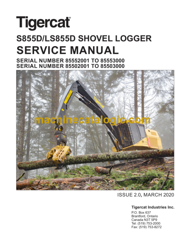 Tigercat LS855D Shovel Logger Service Manual (85502001 - 85503000) (45588AENG)