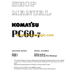 Komatsu PC60-7 Hydraulic Excavator Shop Manual (SEBM010911)